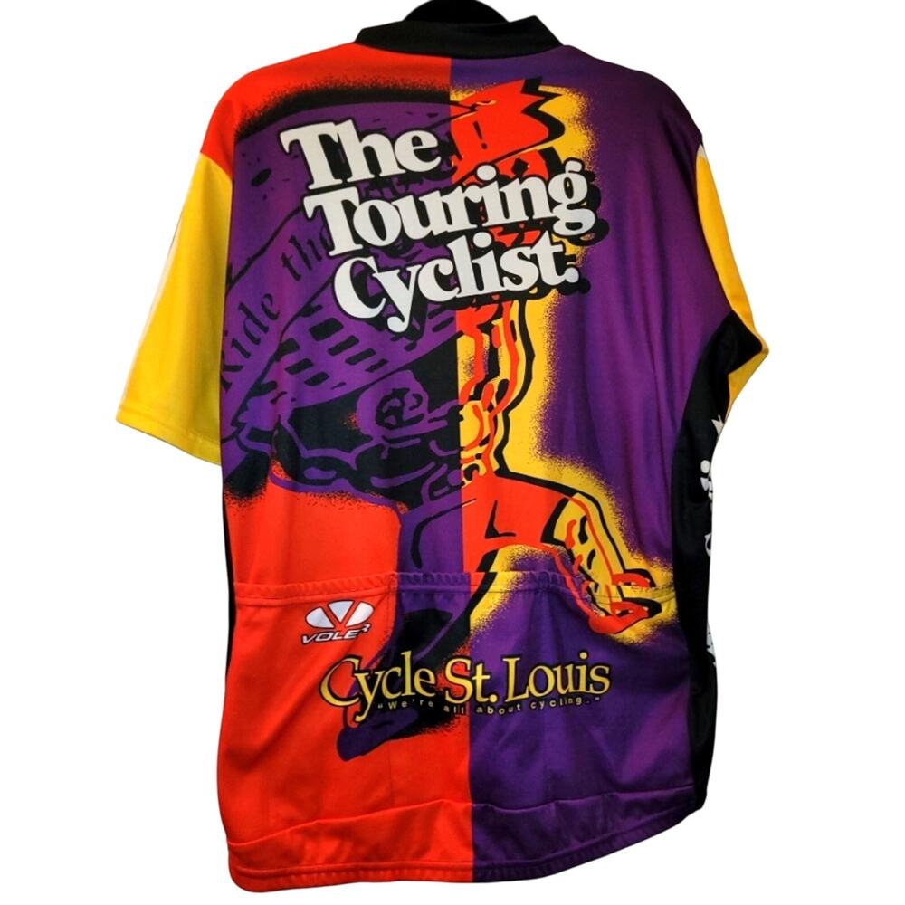 Vtg Voler Cycling Jersey The Touring Cyclist Cycle St Louis Red/Purple USA Made